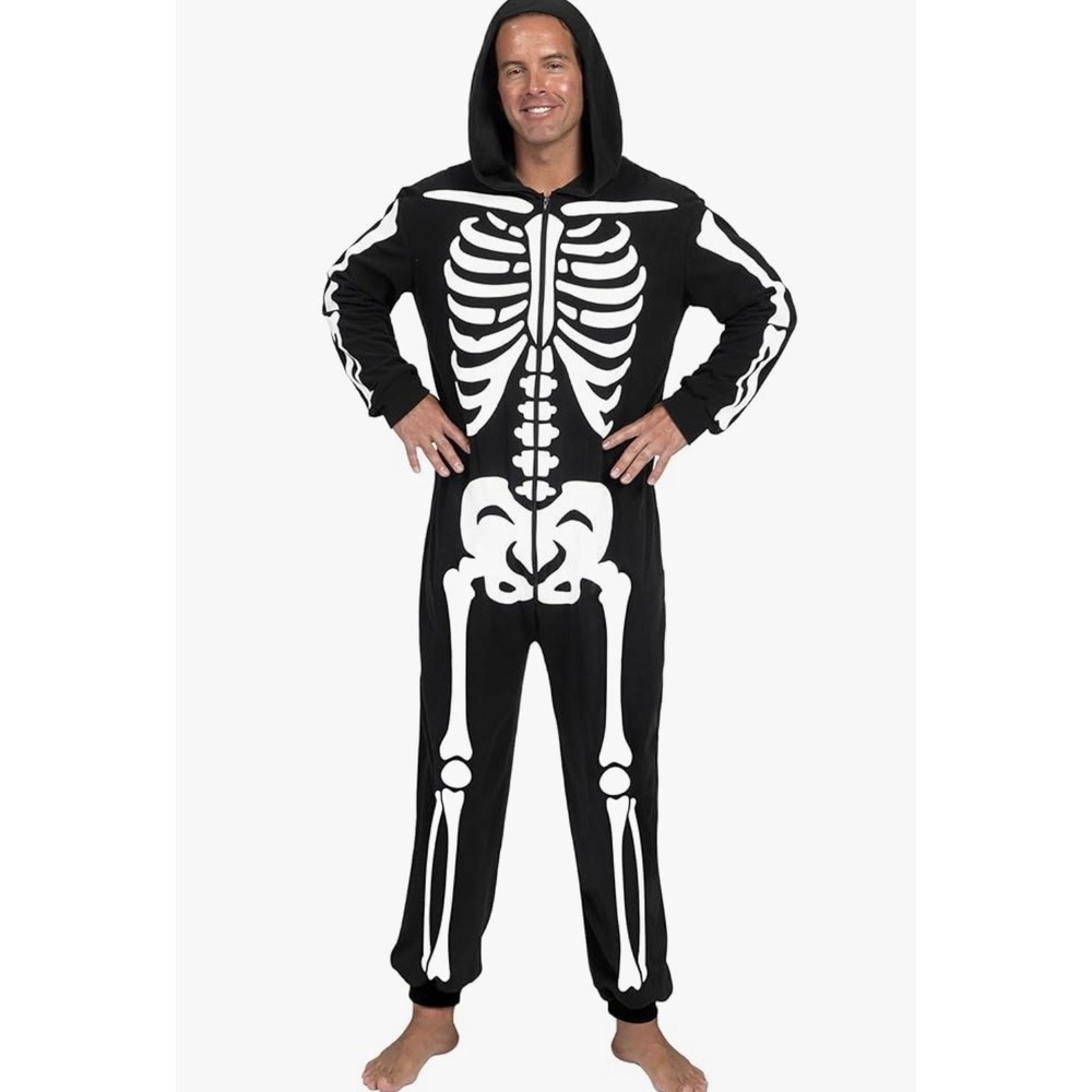 NEW‎ Spooktacular Creations Adult Men XXL Skeleton Jumpsuit Costume  Halloween